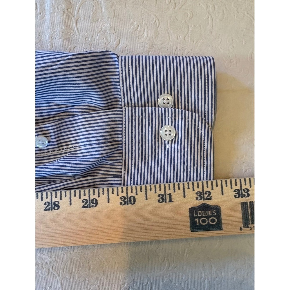 Saddlebred Big Easy Care Striped Blue White Button Down Dress Shirt 2XL - Picture 8 of 8
